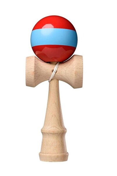 OEM Kendama Profesională din Lemn cu Bilă Roșie Lucioasă și Dungă Albastră – ...