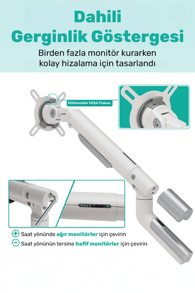 NPO حامل شاشة مزدوج الذراع من الألومنيوم بتصميم فائق النحافة من Elysium مقاس 17-32 بوصة مع ممتص صدمات VESA