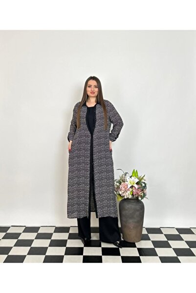 DE WHITES Plus Size 3-Piece Set with Bluse, Pants and Long Kimono