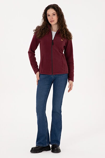 U.S. Polo Assn. Women's Burgundy Zippered Mock Neck Fleece Sweatshirt 50316729-Vr177