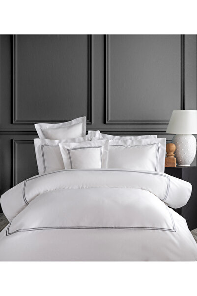 miemaison طقم غطاء لحاف فاخر من ميلانو وايت 120 خيط - مقاس كينج