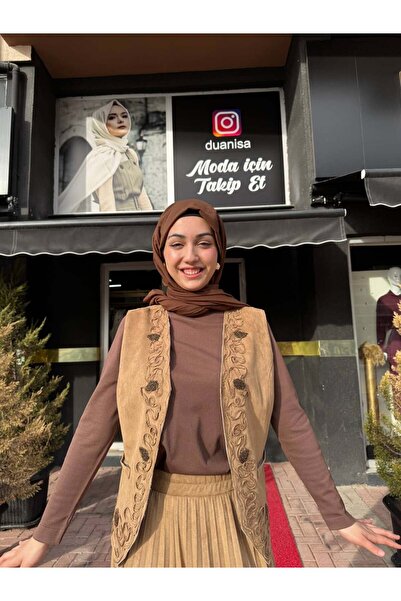 Ceremony Nakışlı Süet Yelek W-68100