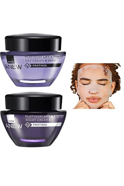AVON Anew Platinum Gündüz -Gece Kremi ve Silikon Yüz Maskesi 3lü Set