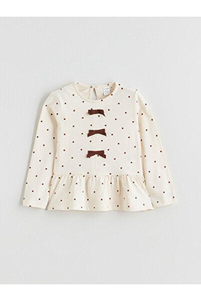 LC Waikiki Peak New Season Crew Neck Bow Detail Girls' T-Shirt