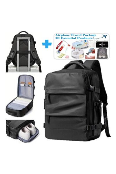 Mense Travel Backpack 40x30x20 cm - Carry-on with 10 TSA Items, Laptop & Shoe Compartments, Black