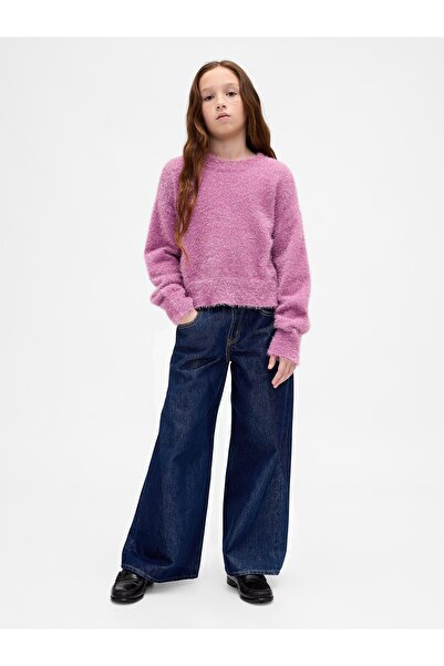 GAP Kız Çocuk Mavi Low Rise Baggy Metalik Jean Pantolon