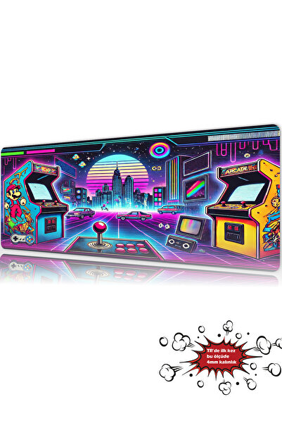 urzuva Retroverse 2080 90x40 4MM Kalınlık Premium Gaming oyuncu mousepad, Ant...
