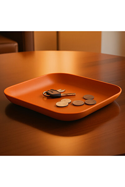 3DAKSESUAR Square Design All-Inclusive Decorative Tray / Bowl Orange