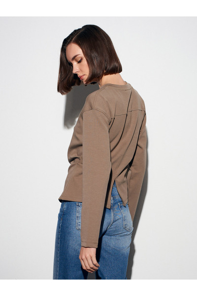 Dilvin 32280 Gathered Sides Top - Light Khaki