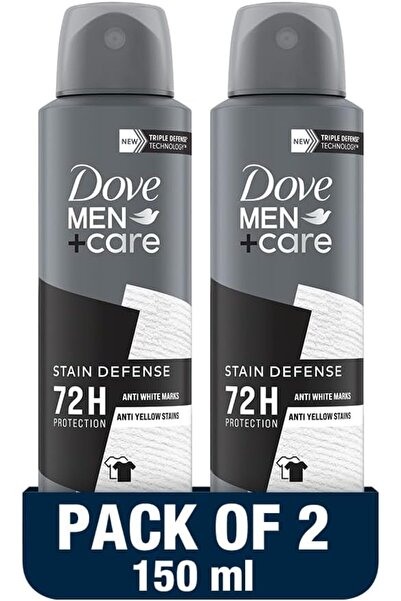 Dove Men+Care Antiperspirant Spray, Stain Defense, Clean Scent, Triple Defense, 72h, 150 ml x2