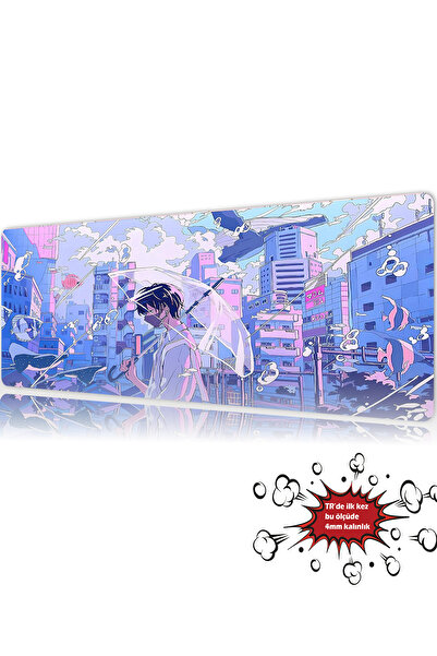 urzuva Silent Rain Tokyo 90x40 4MM Kalınlık Premium Gaming oyuncu mousepad, A...