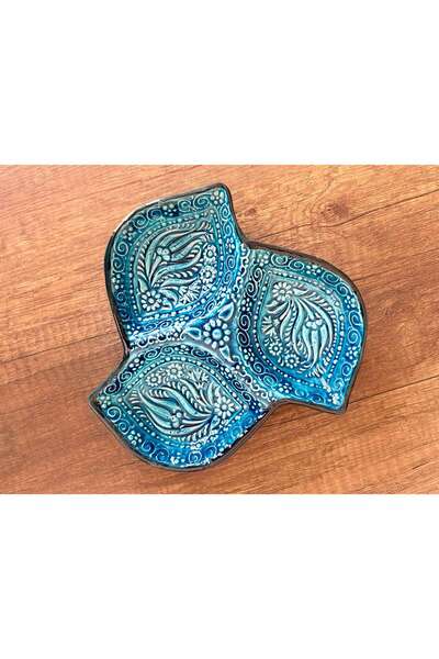 MUGUSA HEDİYELİK طبق تقديم صيني مصنوع يدويًا من السيراميك بنقش أوراق الشجر من...