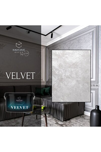 Imagine Decor Velvet Decorative Plaster, 5kg, Champagne Color, Velvet Effect, Kroinz