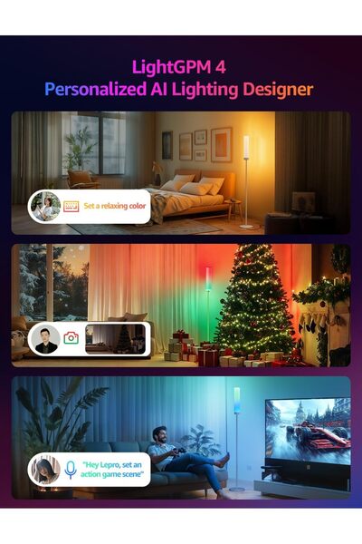 LEPRO O1 AI Floor Lamp, 2300LM Smart LED Standing Lamp, APP/WiFi, Alexa & Google Compatible, RGB+CCT