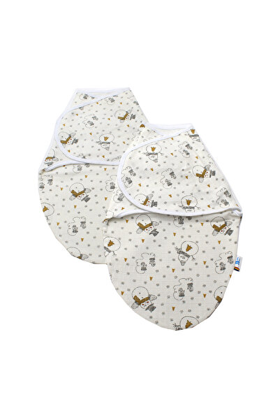 BalticBebe Set 2 buc Sistem de Infasare, BalticBebe, Bumbac, Alb, Om de zapada, Muselina flausata, 0-3 luni