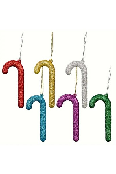 Sofia Store Decoratiune de Craciun, Baston cu sclipici, diverse culori, 6 buc...