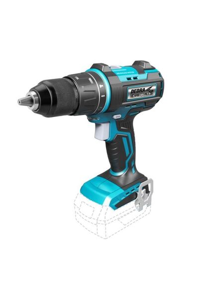 dedra Mașină de găurit cu percuție fără perii, fără fir, 18V Li-Ion (bateria nu este inclusă), mandrină de 13 mm, SAS+ALL, Dedr
