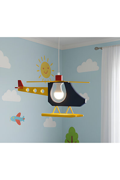 Kendal KDF001H ÇOCUK ODASI HELİKOPTER SARKIT AVİZE — RENKLİ TASARIM / E27 DUY - SİYAH
