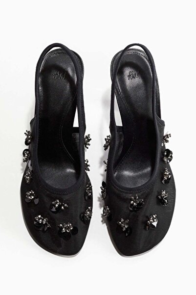 H&M Embellished mesh slingbacks