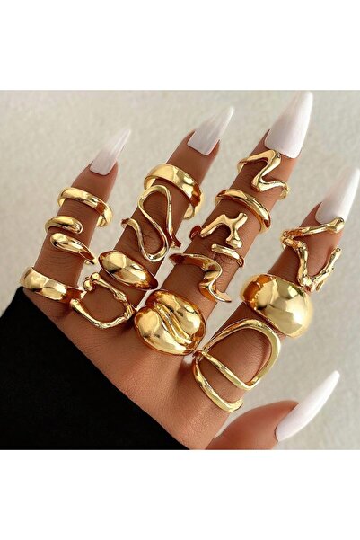 Inovius Set 15 Inele Ajustabile Aurii - Nora