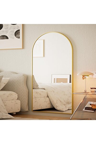 VALUE Full Length Mirror With Gold Metal Frame And Back Stand 180x80cm