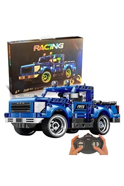 hak-iş oyuncak 369 Parça Uzaktan Kumandalı Mavi Yarış Kamyonet Blok– RC Racing Truck