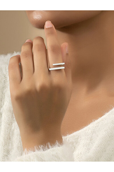 Inovius Inel Ajustabil â€“ Design Geometric, Argintiu - 159923