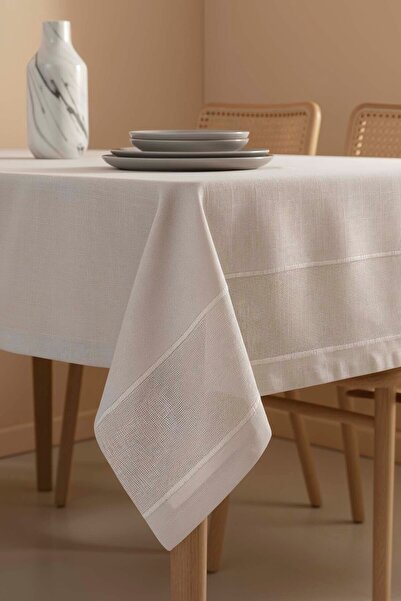 Rivaİstanbul Nora Light Gray Envelope Corner Tablecloth 150X220 cm