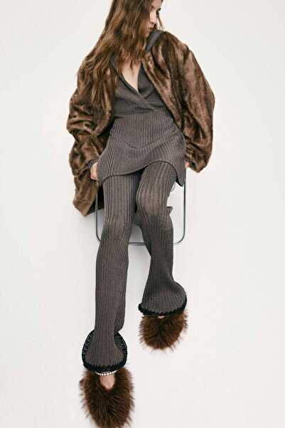 H&M Metallic rib-knit trousers