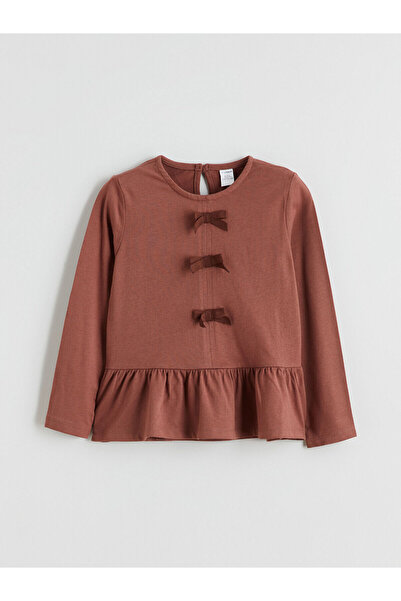 LC Waikiki Vizyon New Season Crew Neck Bow Detail Girls' T-Shirt
