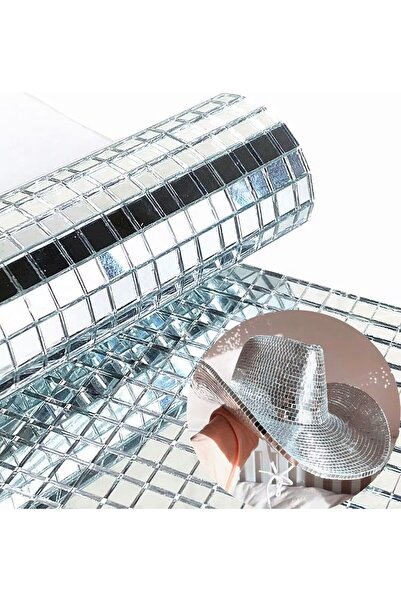 sonx Square Silver Glass Mosaic Tiles Stickers Handcrafted Square Self Adhesive 30X30 cm