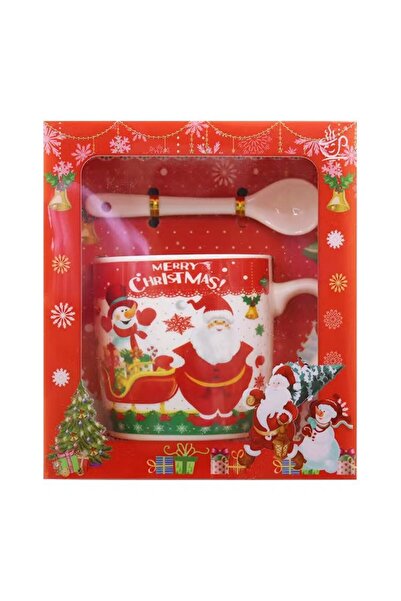 Sofia Store Set cana ceramica cu lingurita, 200 ml, tematica Mos Craciun cu s...