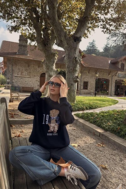 lizge giyim BİSİKLET YAKA NAKIŞ DETAY SWEATSHIRT