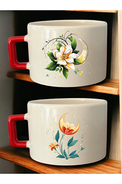 lili hediyelik كوب على شكل زهرة القمر مكون من قطعتين - كوب مصنوع حسب الطلب، ك...