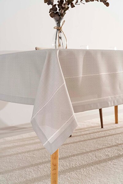 Rivaİstanbul Nora Light Gray Envelope Corner Tablecloth 150X220 cm