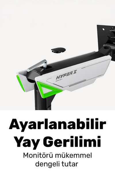 NPO حامل شاشة أحادي الذراع من نوع VESA مع ممتص صدمات احترافي للألعاب بتقنية RGB من Elysium طراز STD93012LW لشاشات من 17 إلى 45 بوصة