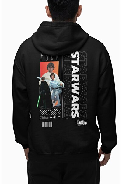 Fuddy Moda Unisex Luke Skywalker Back Printed Hooded Sweatshirt, Oversized Star Wars Themed Hoodie