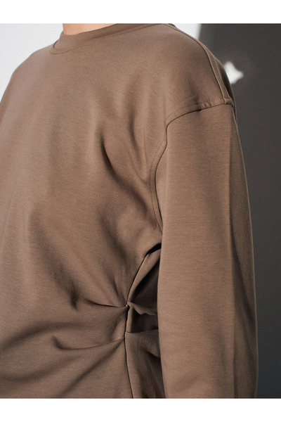 Dilvin 32280 Gathered Sides Top - Light Khaki