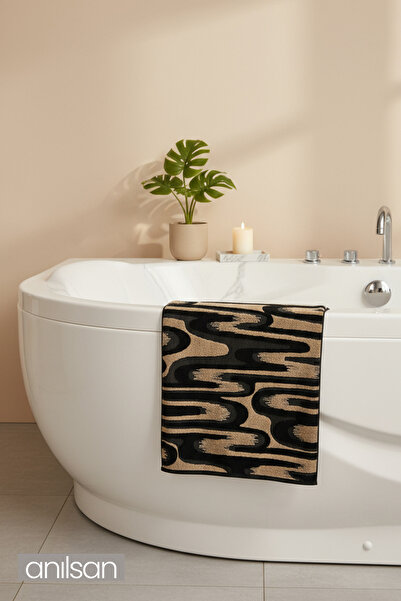 Anılsan 2-х штучний рушник для ванної кімнати з леопардовим принтом - 70x140 см, 490 г, 100% бавовна, рушник для спа-салону та готелю