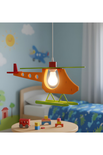 Kendal KDF001H ÇOCUK ODASI HELİKOPTER SARKIT AVİZE — RENKLİ TASARIM / E27 DUY...
