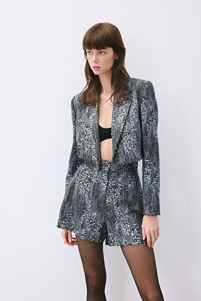 rue Sequin High Waist Gray Shorts