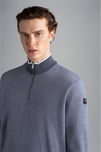 PAUL&SHARK MEN'S ZIPPED PULLOVER C.WWOOL