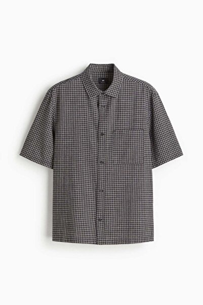 H&M Oversized Fit Short-sleeved linen-blend shirt