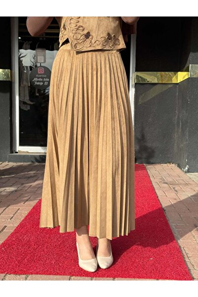 Ceremony İnce Plisoley Süet Etek W-6622