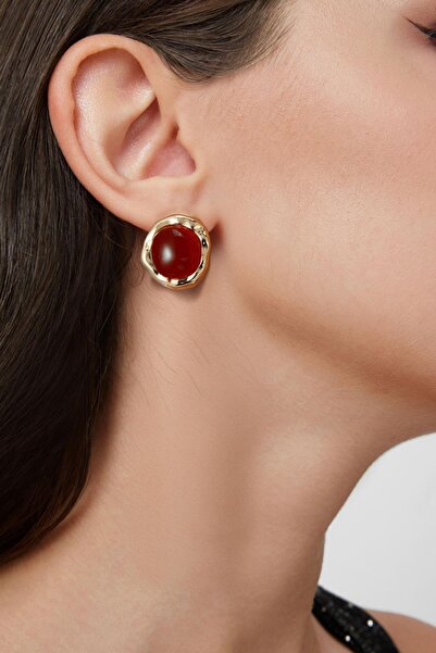 New Obsessions Gold Detailed Colorful Round Steel Vintage Earrings