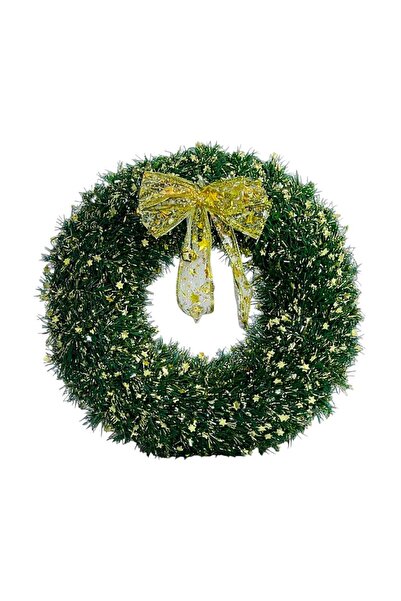 Sofia Store Coroniță Festivă de Crăciun Verde cu Fundă Aurie si Steluțe Străl...