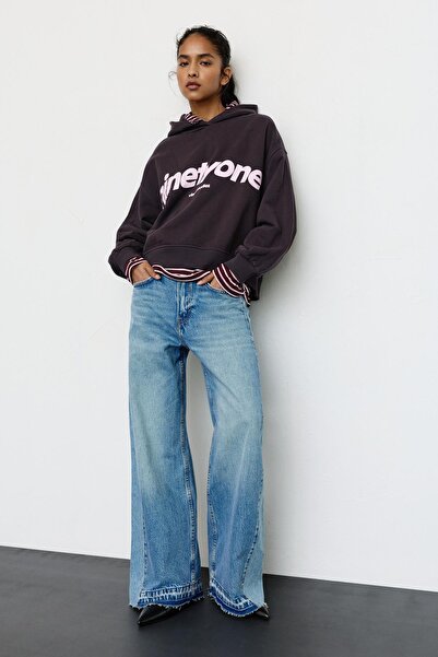 Pull & Bear Kahverengi kapüşonlu sweatshirt