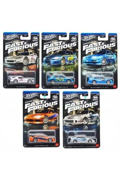 HOT WHEELS Seria Argintie Remix Grafic Fast & Furious 2025 - Set de 5 (7 cm)