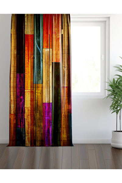 EsnafAli Orange Purple Bohemian Rustic Patterned Background Curtain