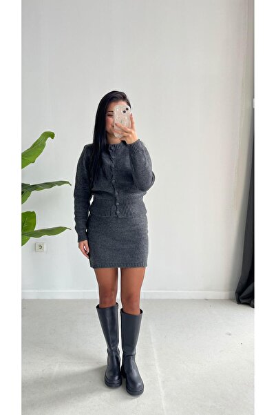 Pera طقم تريكو مزدوج من أوليدا - أنثراسيت